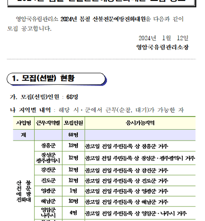 2024 전국 산불전문예방진화대 신청방법(면접 및 필기시험)